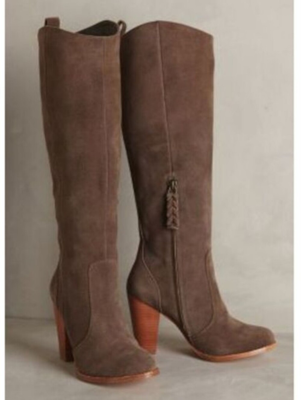 JOIE Womens Gray Pull Tab Dagny Round Toe Block Heel Leather Heeled Boots 37